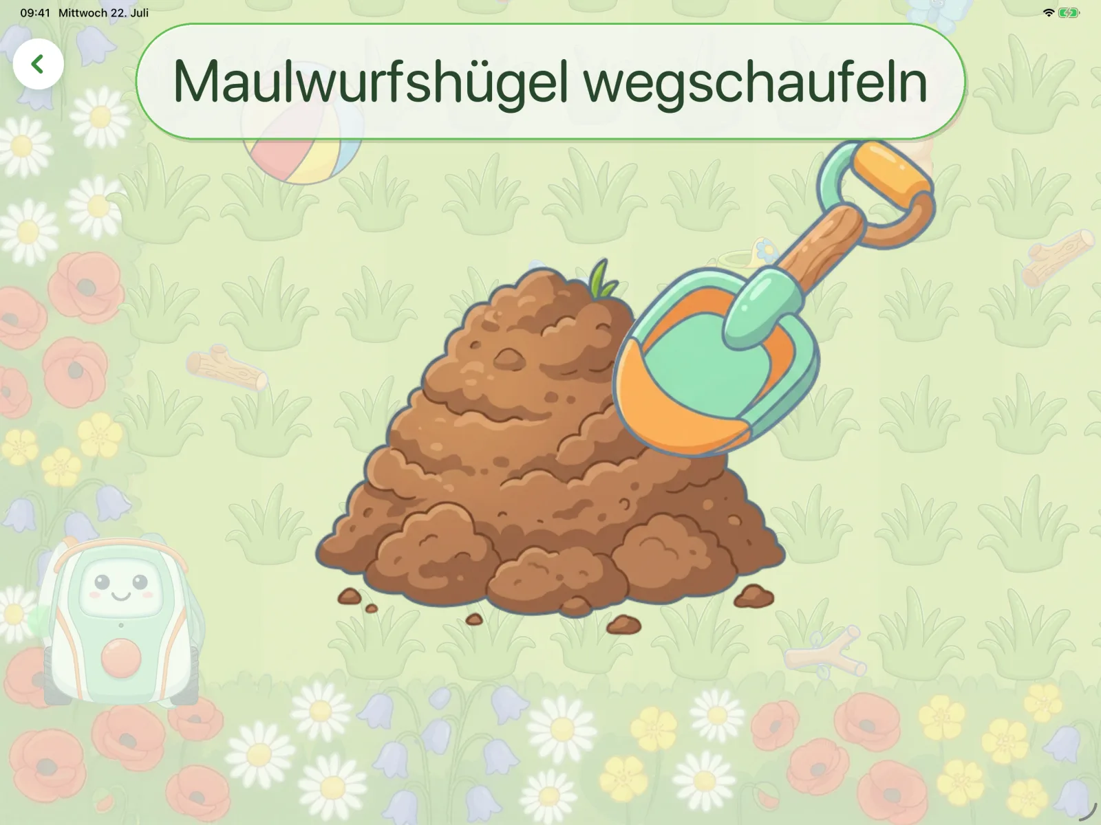 Maulwurfshügel wegschaufeln